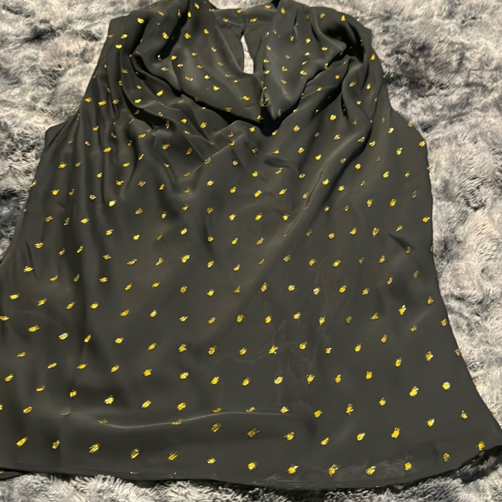 INC International Concepts, size small, black cowl neck, sleeveless blouse.